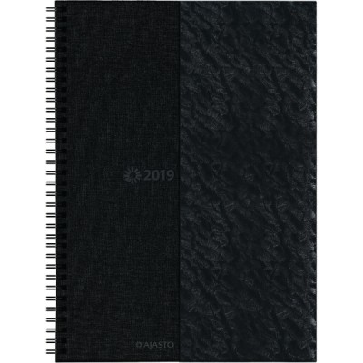 Ajasto Päivämuistio 2024 pöytäkalenteri kierresidottu tummanharmaa 210 x 297mm