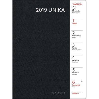 Ajasto Unika 2024 pöytäkalenteri musta 148 x 210mm