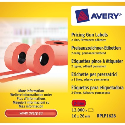 Avery hintaetikettirulla 26 x 16mm pysyvä punainen, 1 kpl=10 rullaa