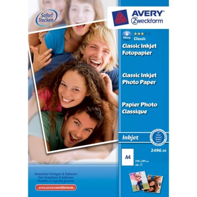 Avery Inkjet valokuvapaperi A4 180g glossy, 1 kpl=50 arkkia