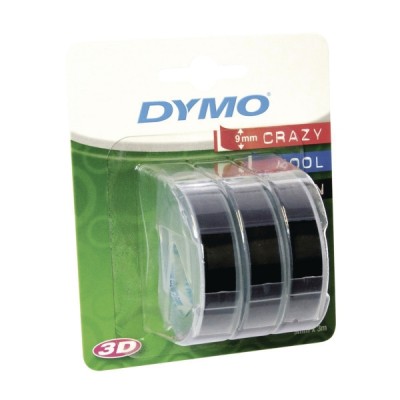 Dymo® nauha 9mm x 3m musta kohokirjoitintarra, 1 kpl=3 rullaa