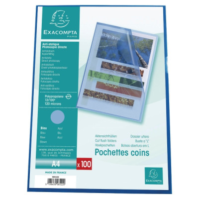 Exacompta A4 muovitasku 58522E sininen, 1 kpl=100 kpl