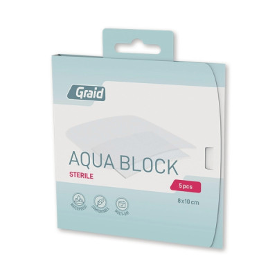 Graid Aqua Block vedenpitävä haavasidos 8 x 10cm, 1 kpl=5 sidosta