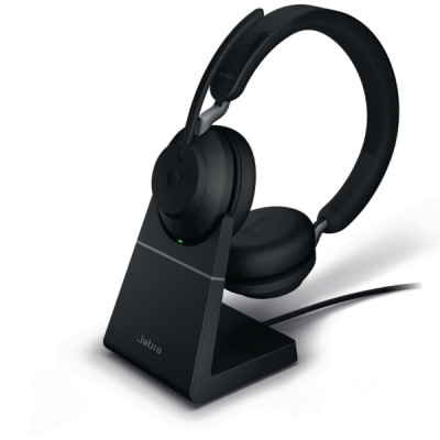 Jabra Evolve2 65 MS langattomat kuulokkeet USB-A latausalustalla
