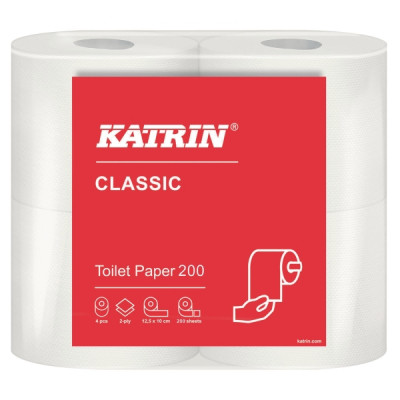 Katrin Classic Toilet 200 wc-paperi valkoinen 34406, 1 pakkaus=10x4 rulla