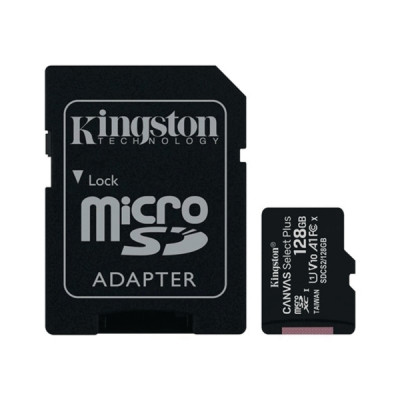Kingston Canvas Select muistikortti microSDXC 128GB adapterilla
