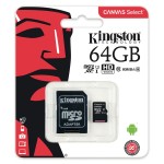 Kingston® Canvas Select muistikortti microSDXC 64GB adapterilla