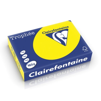 Kopiopaperi värillinen Clairefontaine Trophee 1029  A4 160g voimakas kelt, 1kpl=250 arkkia