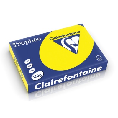 Kopiopaperi värillinen Clairefontaine Trophee 1292  A4 120g voimakas kelt, 1 kpl=250 arkkia