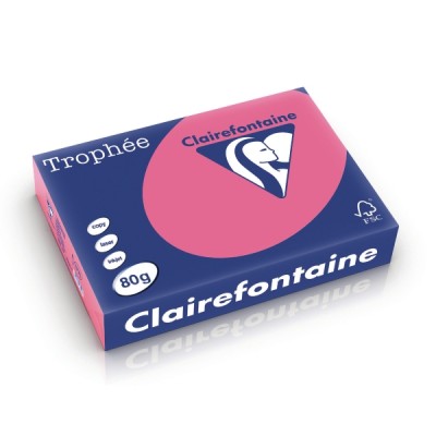 Kopiopaperi värillinen Clairefontaine Trophee 1771  A4 80g voimakas pinkki, 1 kpl=500 arkkia
