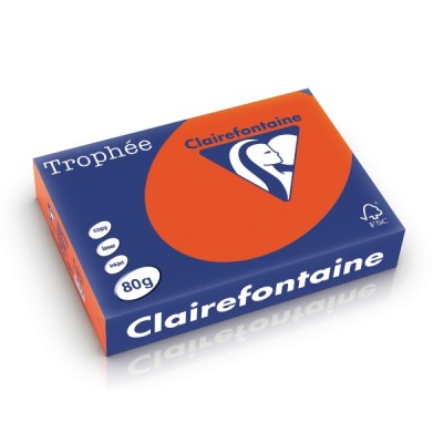 Kopiopaperi värillinen Clairefontaine Trophee 1873  A4 80g voimakas oranssi, 1kpl=500 arkkia