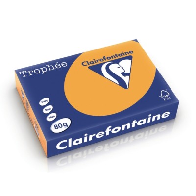 Kopiopaperi värillinen Clairefontaine Trophee 1878  A4 80g oranssi, 1 kpl=500 arkkia