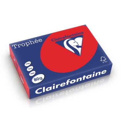 Kopiopaperi värillinen Clairefontaine Trophee 8175  A4 80g voimakas punainen, 1kpl=500 arkkia