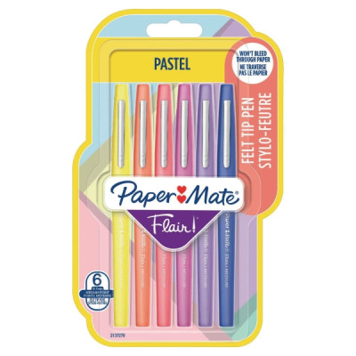 Kuitukärkikynä Papermate Flair   0,7 mm pastellivärivalikoima, 1 kpl=6 kynää