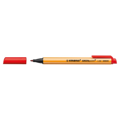 Kuitukärkikynä Stabilo Greenpoint   0,8mm punainen, 1 kpl=10 kynää