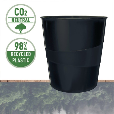 Leitz paperikori Recycle 15L CO2 hiilineutraali musta