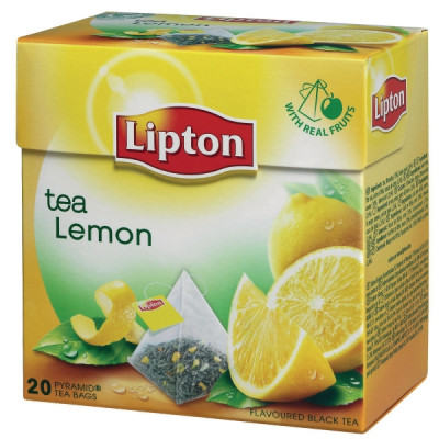 Lipton musta tee Lemon sitruuna pyramiditee, 1 kpl=20 pussia