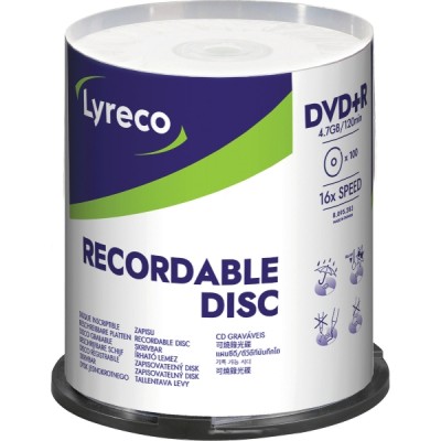 Lyreco DVD+R 4.7GB 16x spindle, 1 kpl=100 levyä