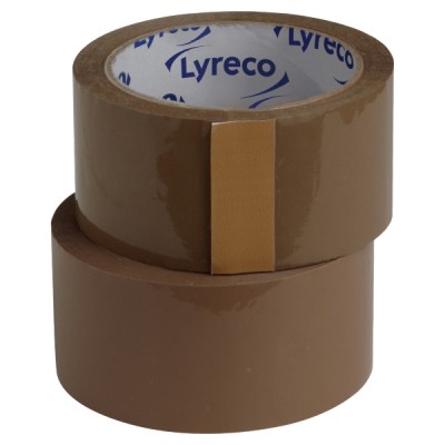 Lyreco pakkausteippi äänetön PP 50mm x 66m ruskea, 1 kpl=6 rullaa