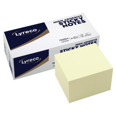 Lyreco Premium viestilappukuutio 75x75mm keltainen 1 kpl=2 nidettä