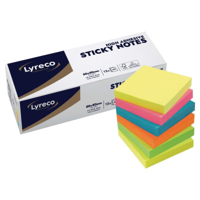 Lyreco Premium viestilaput 50 x 50 mm kesän värit 1 kpl=12 nidettä