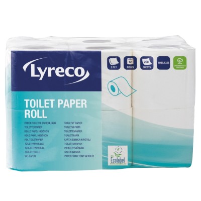 Lyreco wc-paperi 2-kerroksinen, 1 kpl=8x12 rullaa