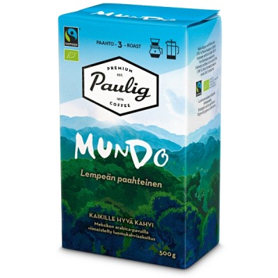 Paulig Mundo luomu kahvi suodatinjauhatus tummapaahto 500g
