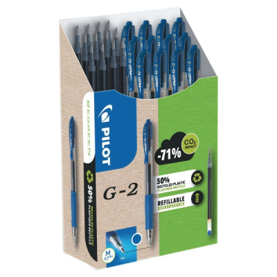 Pilot G-2 geelikynä mekanismilla 0,32mm 12kpl+12kpl vaihtosäiliö sininen