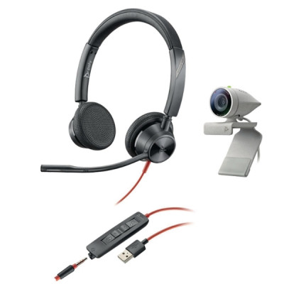 Poly Studio P5 webkamera ja Blackwire 3325 kuulokkeet USB-A