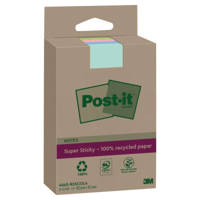 Post-it® Super Sticky XXL isot viestilaput 102x152mm, värilajit, 1 kpl=4 nidettä