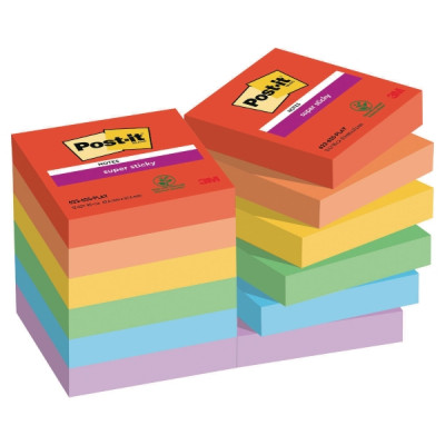 Post-it® Super Sticky Playful viestilappu 47,6 x 47,6 mm, 1 kpl = 12 nidettä