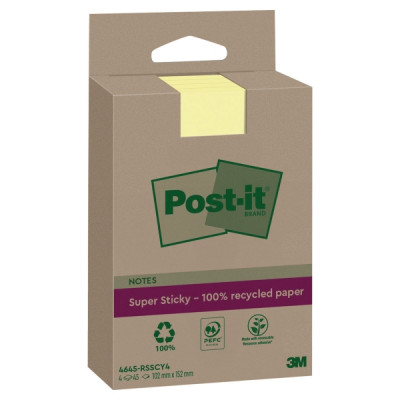 Post-it® Super Sticky XXL isot viestilaput 102x152mm, keltainen, 1 kpl=4 nidettä