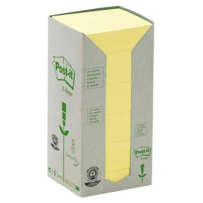 Post-it® Z-Notes viestilapputorni eko 76 x 76mm keltainen, 1 kpl=16 nidettä