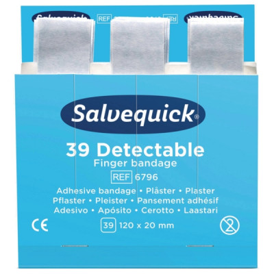 Salvequick 6796 pitkä muovilaastari sininen, 1 kpl=6 x 39 laastaria