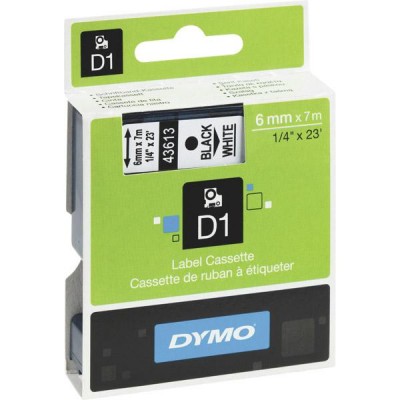 Dymo® nauha D1 6mm x 7m musta/valkoinen
