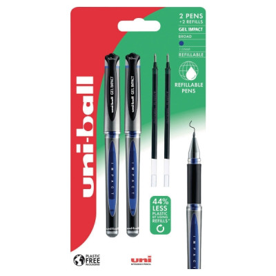 Uniball UM153 geelikynä sininen, 1 kpl=2 kynää ja 2 säiliötä