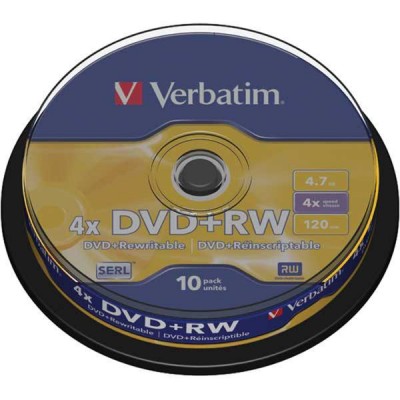 Verbatim DVD+RW 4.7GB 1-4x spindle, 1 kpl=10 levyä