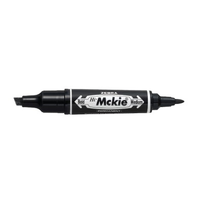 Zebra McKie permanent marker viisto 4-6mm ja pyöreä 1mm kärki musta